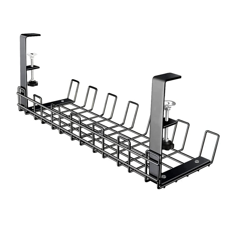 Office Desk Cable Management Tray - Black
