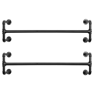 Heavy Duty Black Iron Garment Bar (Set of 2)