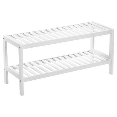 Bamboo 2-Tier Shoe Rack - White