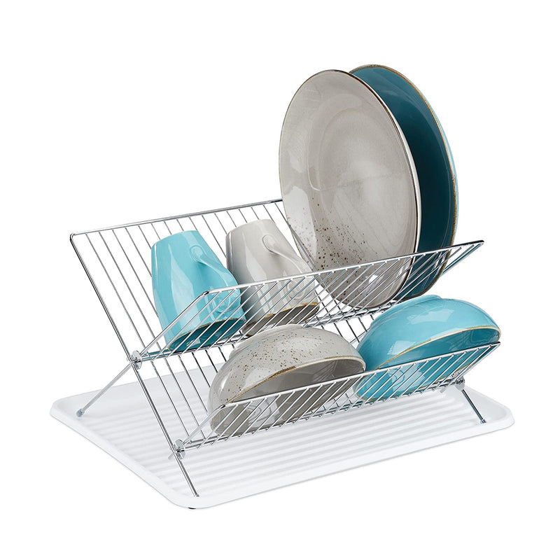 Two Tier Folding Dish Drainer Drying Rack