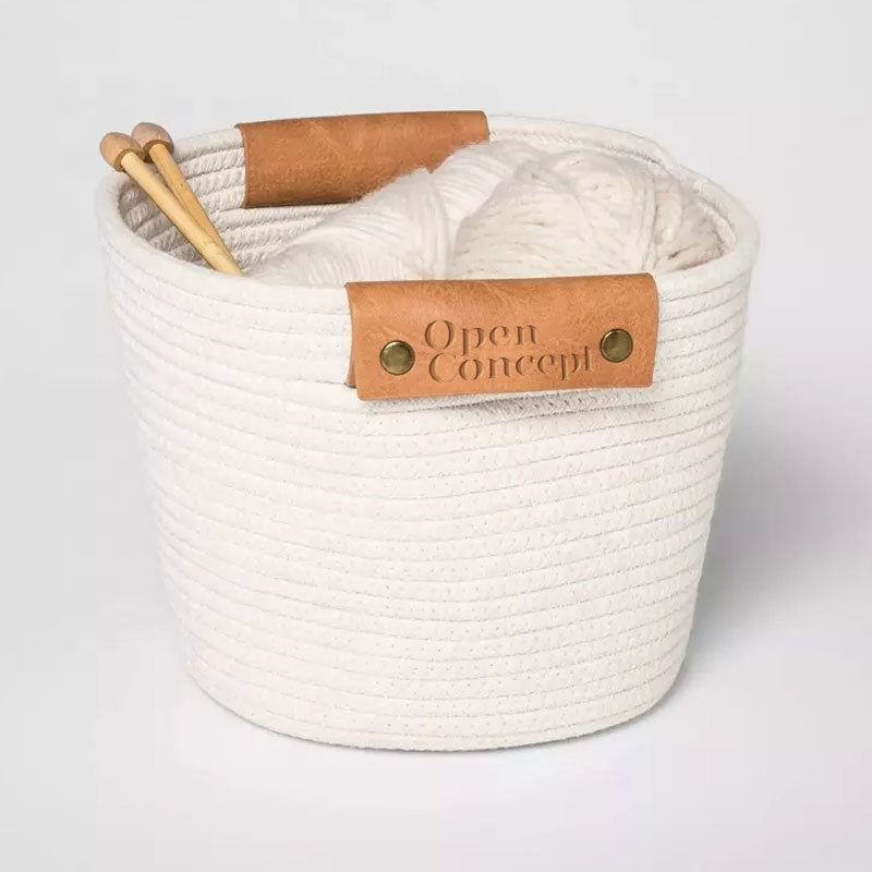 Coiled Rope Storage Basket Cream Large (Set of 2)