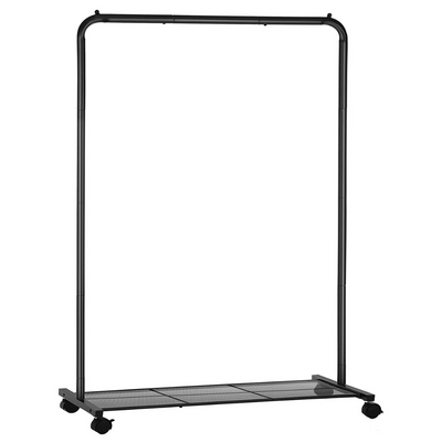 Single Rail Designer Metal Garment Rack Industrial Style - Black