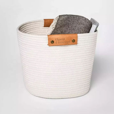 Coiled Rope Storage Basket Cream Large (Set of 2)