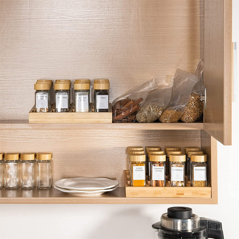 Glass Spice Jars with Airtight Bamboo Lids (Set of 24)