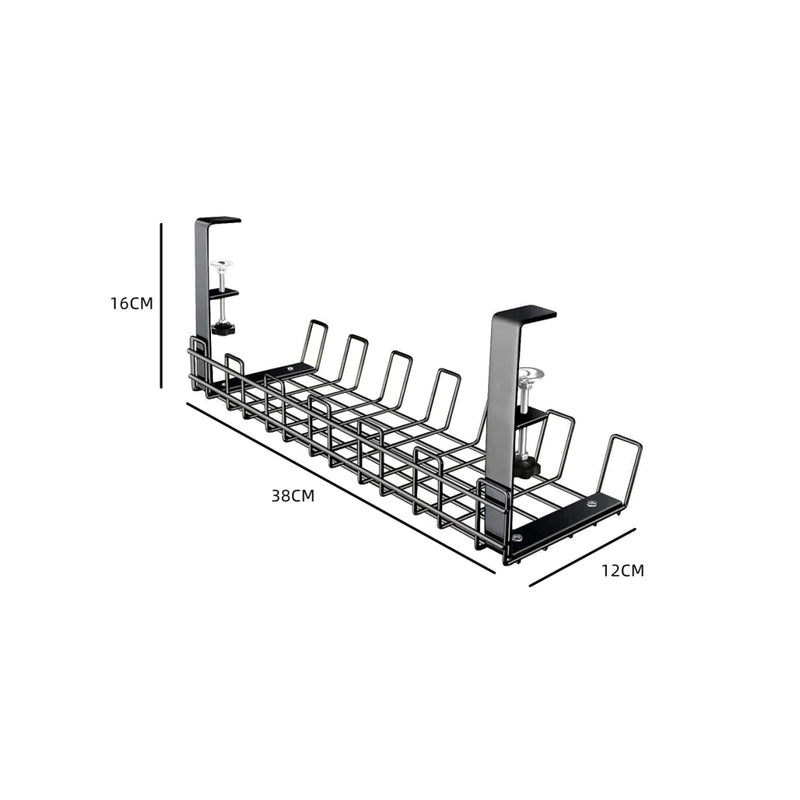 Office Desk Cable Management Tray - Black