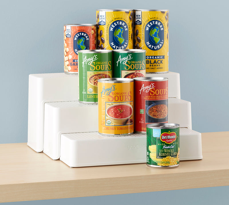 YouCopia ShelfSteps 3-Tier Canned Goods Organiser- White