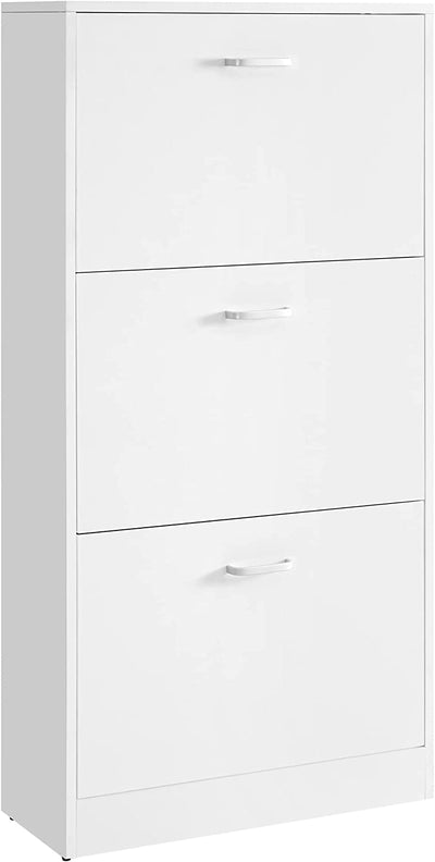 Vasagle 3 Tier Wooden Shoe Cabinet - White