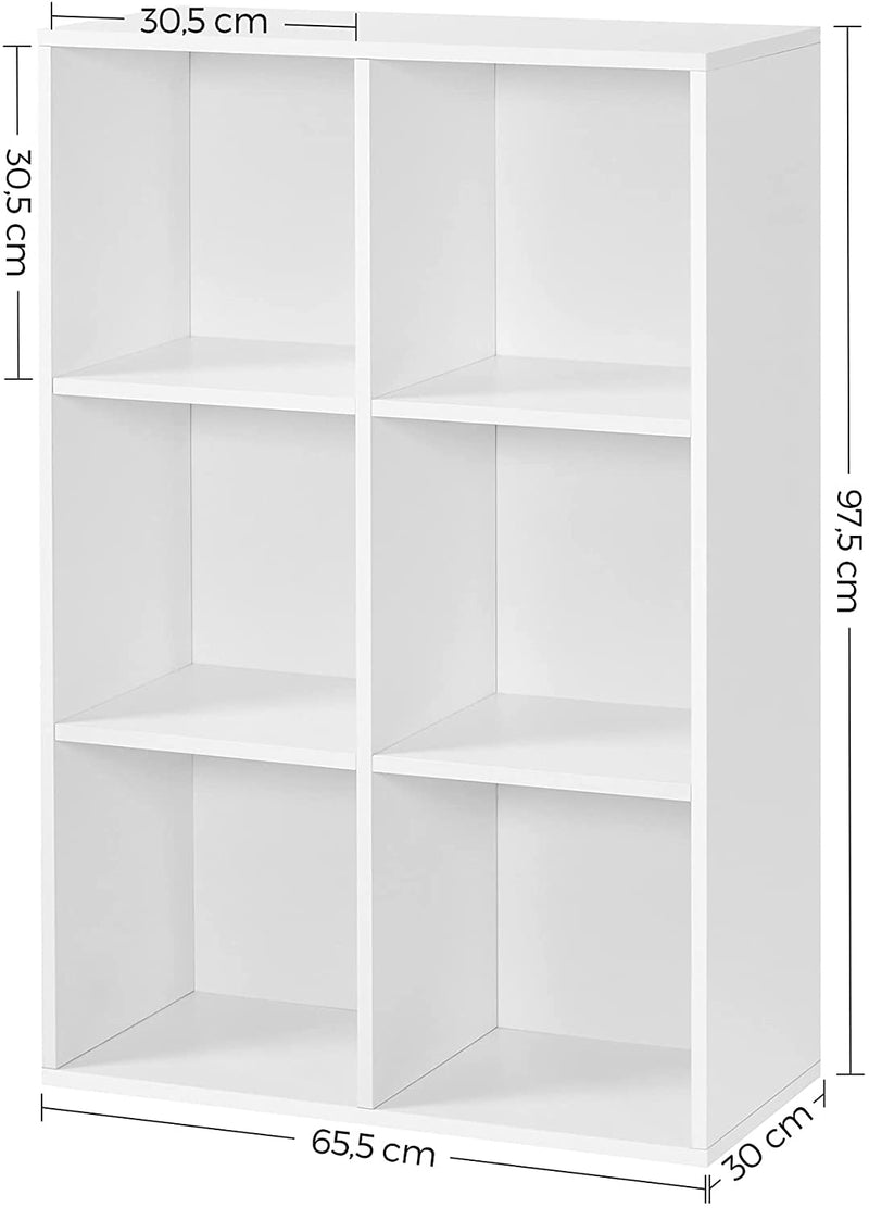 Vasagle 6 Cube Cubby Bookcase Display Storage Shelf - White