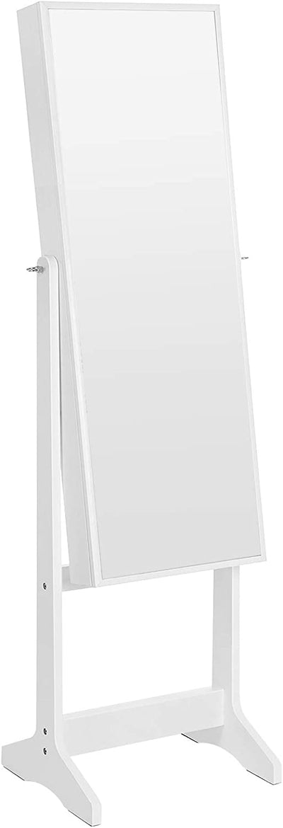 Jewellery Cabinet Organiser With Mirror - White