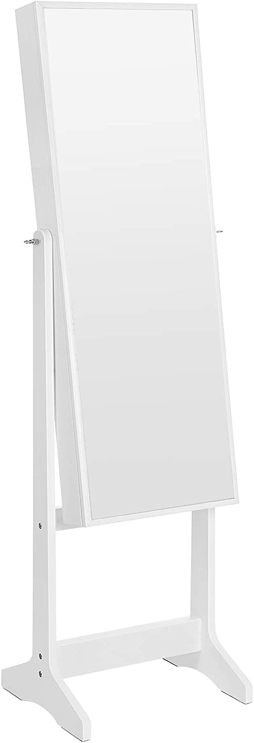 Jewellery Cabinet Organiser With Mirror - White