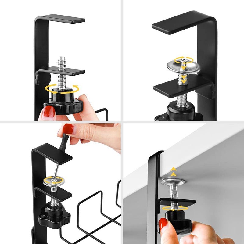 Office Desk Cable Management Tray - Black