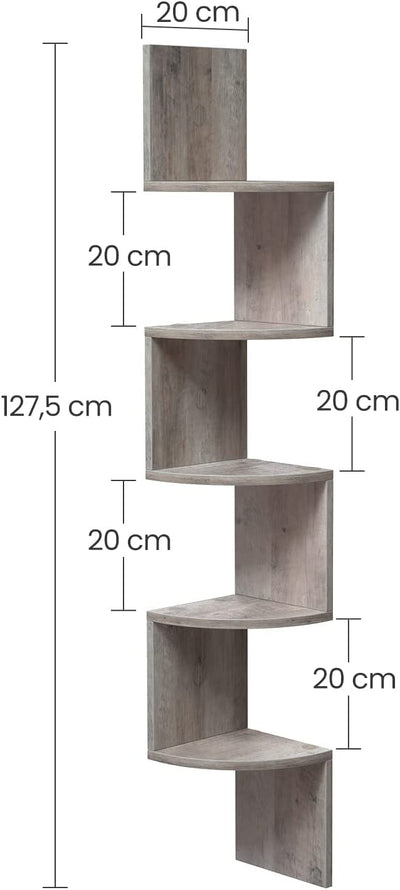 Vasagle 5-tier Floating Wall Book Shelf - Grey