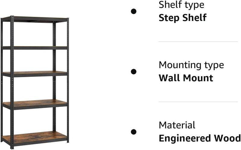 Adjustable Garage Storage Shelves 90 x 40 x 180 cm - Rustic Brown