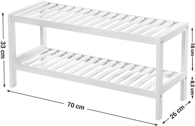 Bamboo 2-Tier Shoe Rack - White