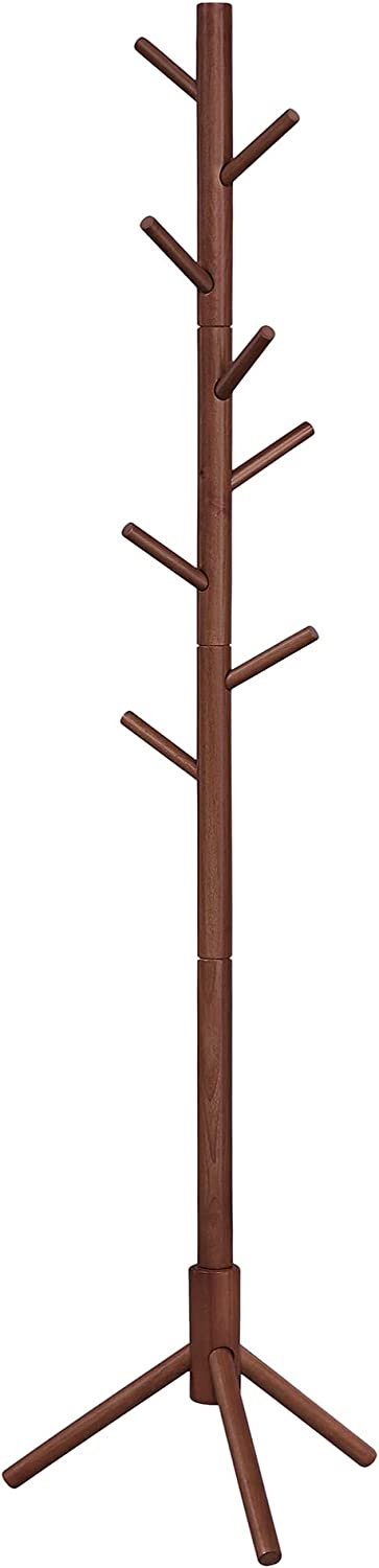 Vasagle Free Standing Solid Wood Coat Rack - Dark Walnut