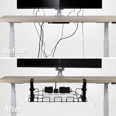 Office Desk Cable Management Tray - Black