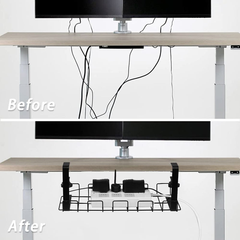 Office Desk Cable Management Tray - Black