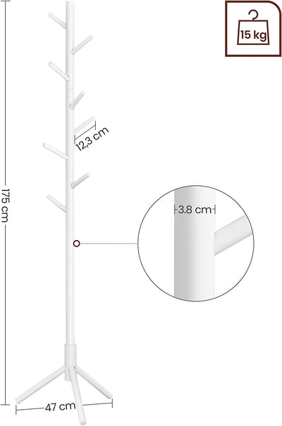 Vasagle Free Standing Solid Wood Coat Rack - White