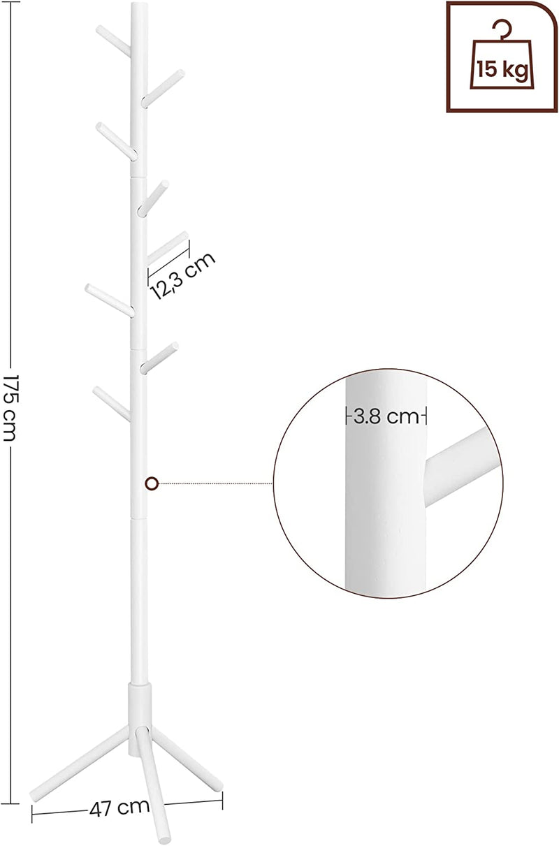 Vasagle Free Standing Solid Wood Coat Rack - White