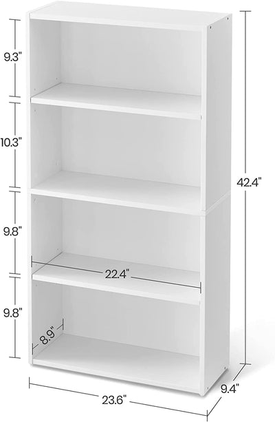 Vasagle 4 Tier Bookcase 24 x 60 x 107.5 cm - White