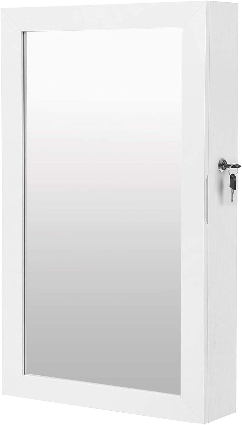 Wall-Mounted Jewellery Cabinet Armoire with Mirror - White