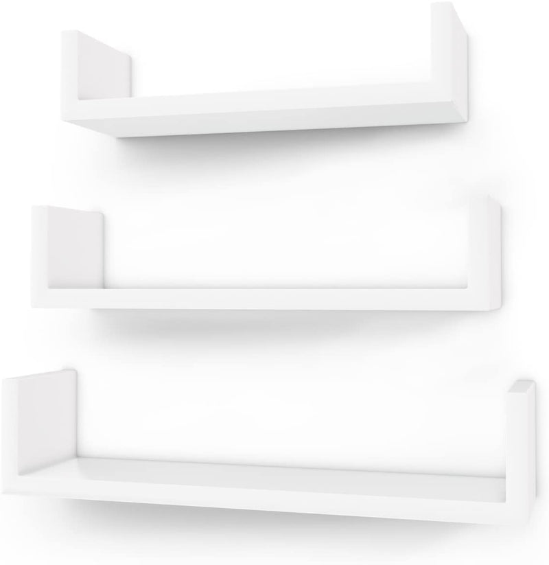 Floating Wall Shelves Storage Shelving White (Set of 3)