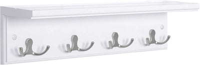 Storage White Coat Shelf With Hooks