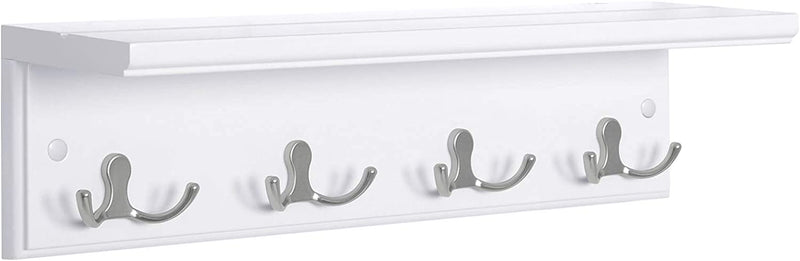 Storage White Coat Shelf With Hooks