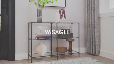 Vasagle Nyla Console Table Tempered Glass Storage Display Shelf - Gold