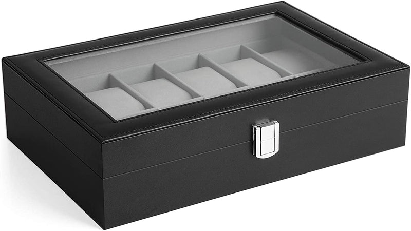 12-Slot Watch Box With Glass Lid