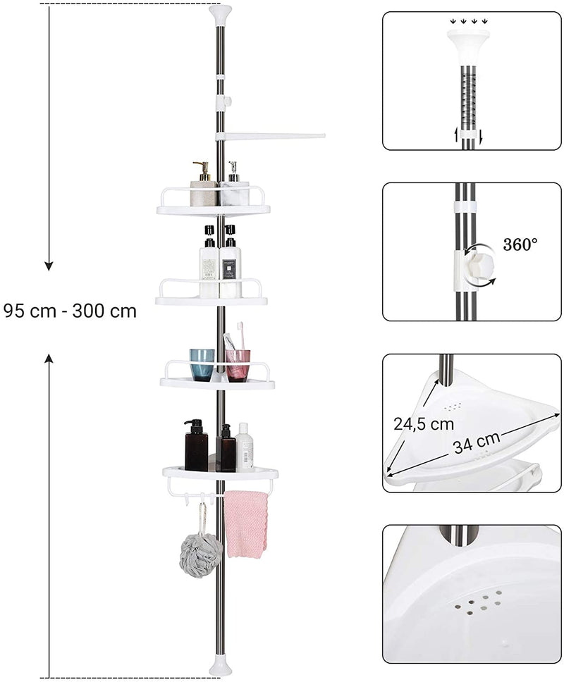 Bathroom Shower Corner Shelf Adjustable Caddy With Chrome Finish