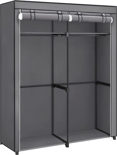 Portable Wardrobe with 2 Hanging Rods - Grey