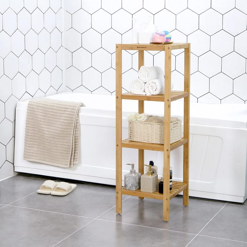 4-Tier Bamboo Standing Towel Shelf