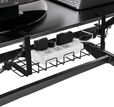 Office Desk Cable Management Tray - Black