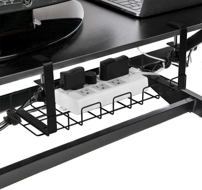 Office Desk Cable Management Tray - Black