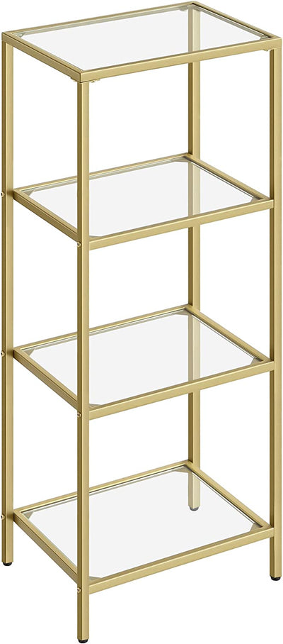 Vasagle Nyla 4 Tier Glass Bookshelf Storage Shelf - Gold