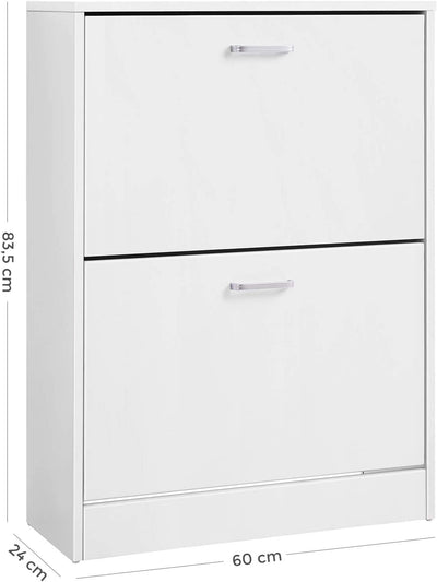 2 Tier Wooden Shoe Cabinet - White