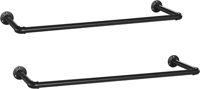 Industrial Wall-Mounted Pipe Clothes Rails (Set of 2)