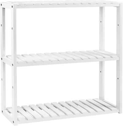 3 Tier Storage Bamboo Shelf - White