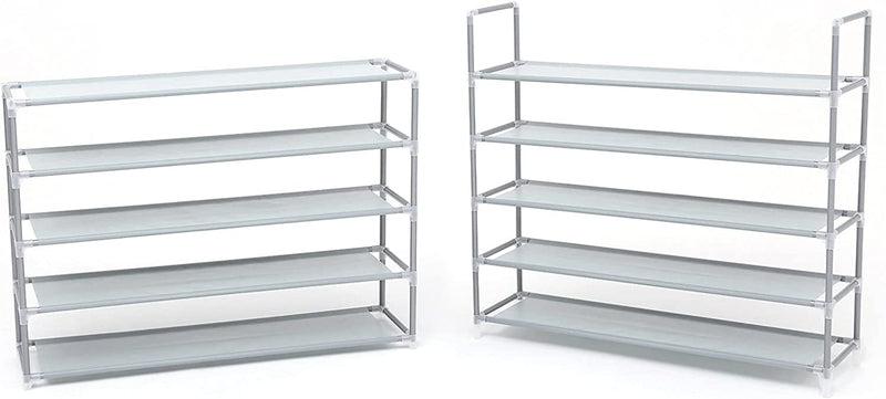 10-Tier Shoe Rack Storage Organiser Holds up to 50 Pairs - Silver Grey