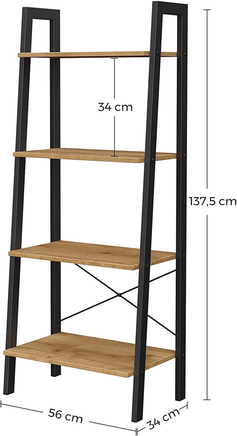 Vasagle Mariah 4 Tier Ladder Bookshelf  - Honey Brown