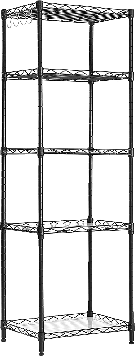5Tier Adjustable Wire Metal Kitchen Shelves Black Space General