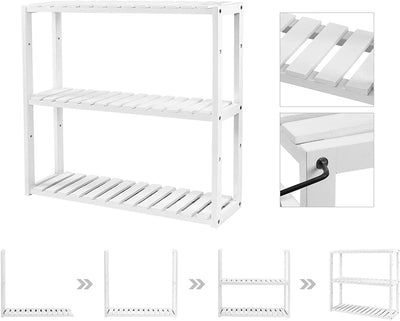 3 Tier Storage Bamboo Shelf - White