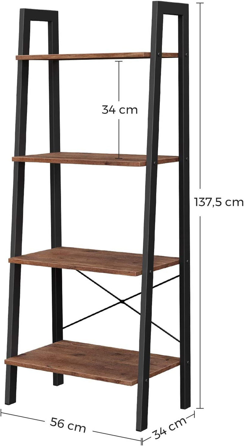 Vasagle Mariah 4 Tier Ladder Bookshelf  - Hazelnut Brown