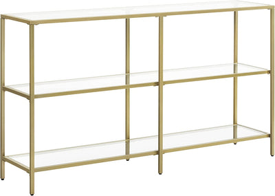 Vasagle Nyla Console Table Tempered Glass Storage Display Shelf - Gold