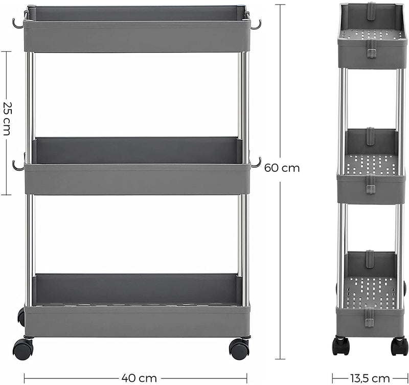 Storage Trolley with Wheels for Kitchen Bathroom Laundry Room