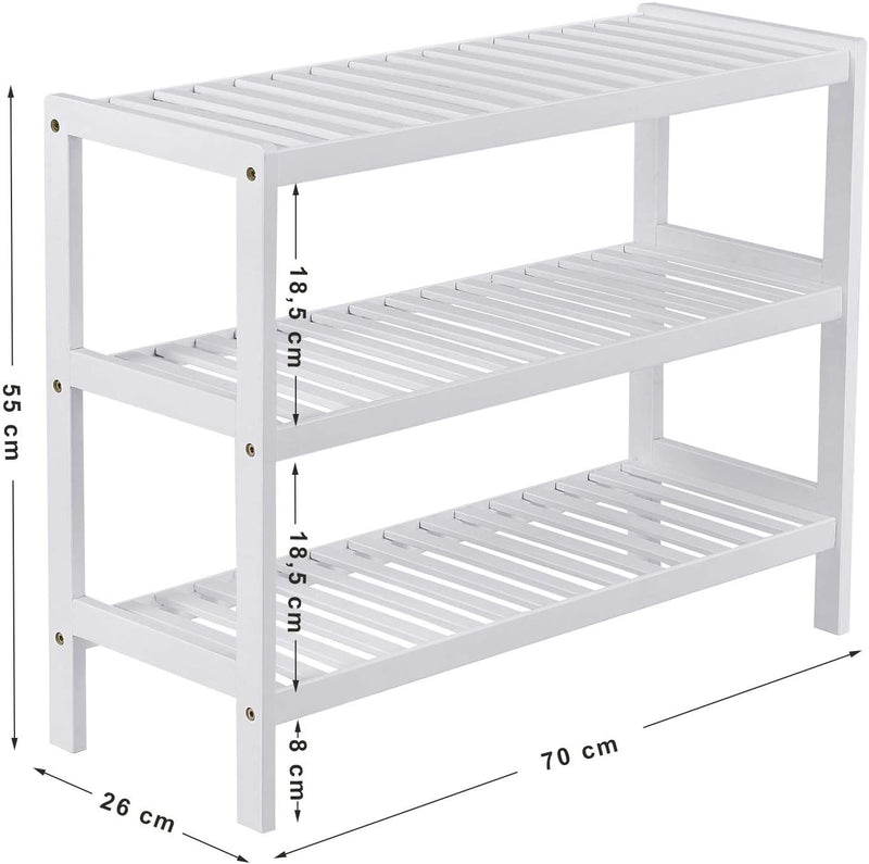 3-Tier Bamboo Shoe Rack - White