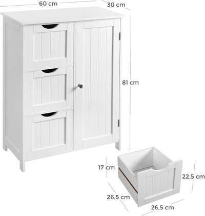 Vasagle Maisie Bathroom Floor Freestanding Storage Cabinet - White