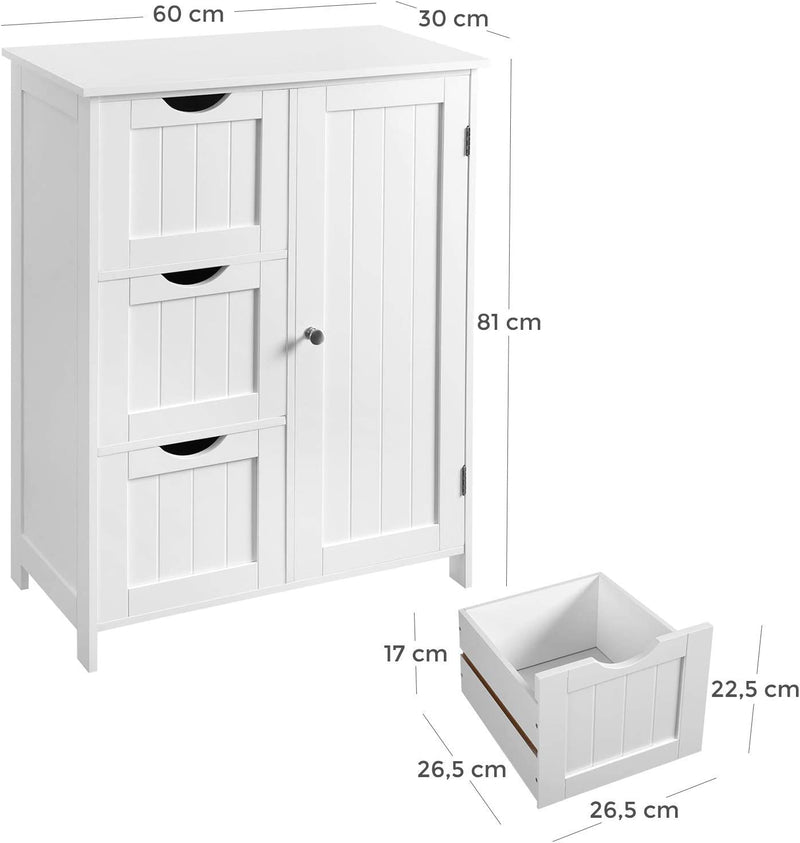 Vasagle Maisie Bathroom Floor Freestanding Storage Cabinet - White