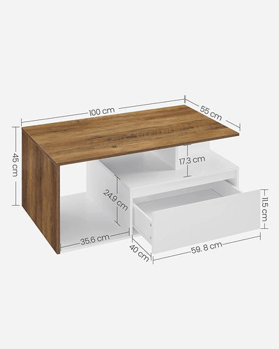 Vasagle Coffee Table With Large Storage Drawer